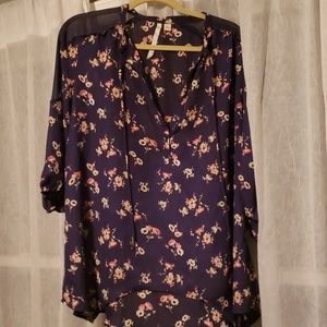 Blue floral blouse